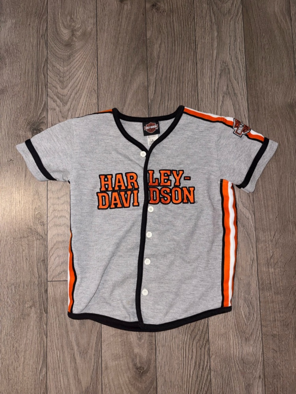 Harley-Davidson Jersey Kids Grey & Orange Button-Up Tee